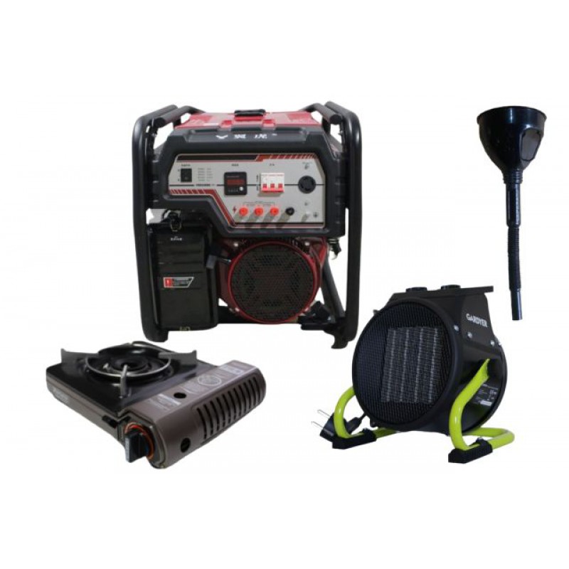 Бензиновый генератор EF Power YH6500S-IV + газовая плитка Orcamp CK-505 + электрический обогреватель Gardyer HE2000