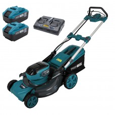 Аккумуляторная самоходная газонокосилка PROFI-TEC EasyMow 51 Pro (40 В (2×20 В), бесщеточный двигатель, мульчирование, ширина 510 мм, высота 30 - 80 мм, травосборник 50 л) 2×PT2080EP (8.0 Ач), ЗУ QBCD20/4 dual quick, коробка, заглушка для мульчирования