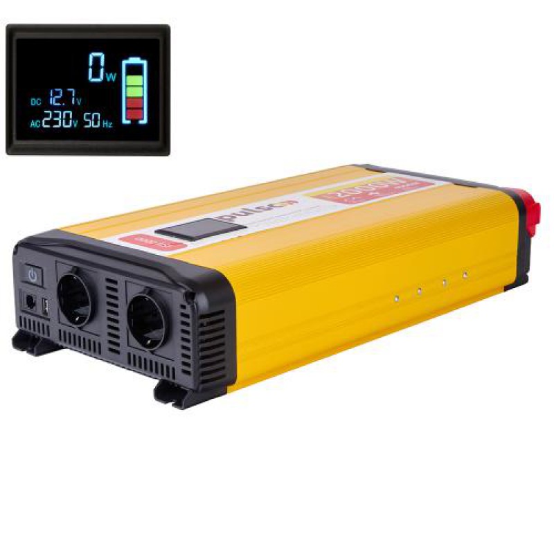 Преобраз. напряжения PULSO/ISU-2000/12V-220V/2000W/LCD/USB-5VDC2.0A/син.волна/клеммы