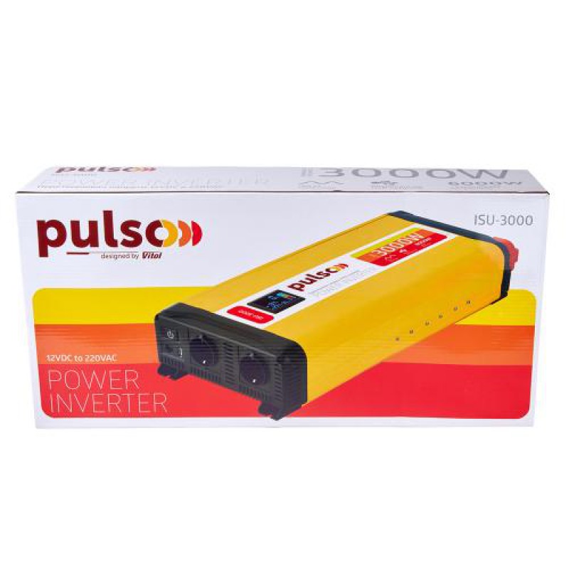 Преобраз. напряжения PULSO/ISU-3000/12V-220V/3000WLCD/USB-5VDC2.0A/син.волна/клеммы