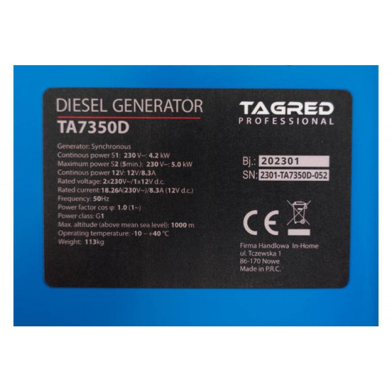 Дизельний генератор TAGRED TA7350D