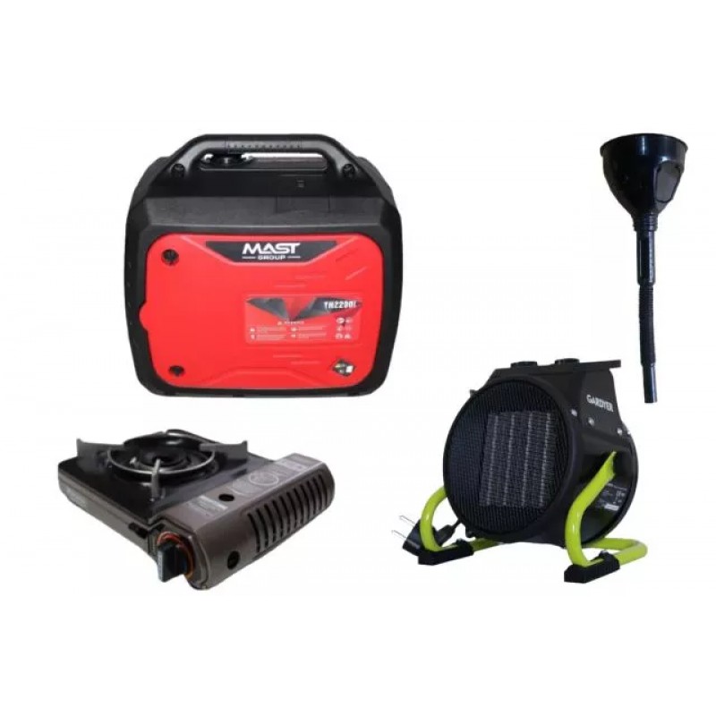 Инверторный генератор MAST GROUP YH2200i + газовая плитка Orcamp CK-505 + электрический обогреватель Gardyer HE2000