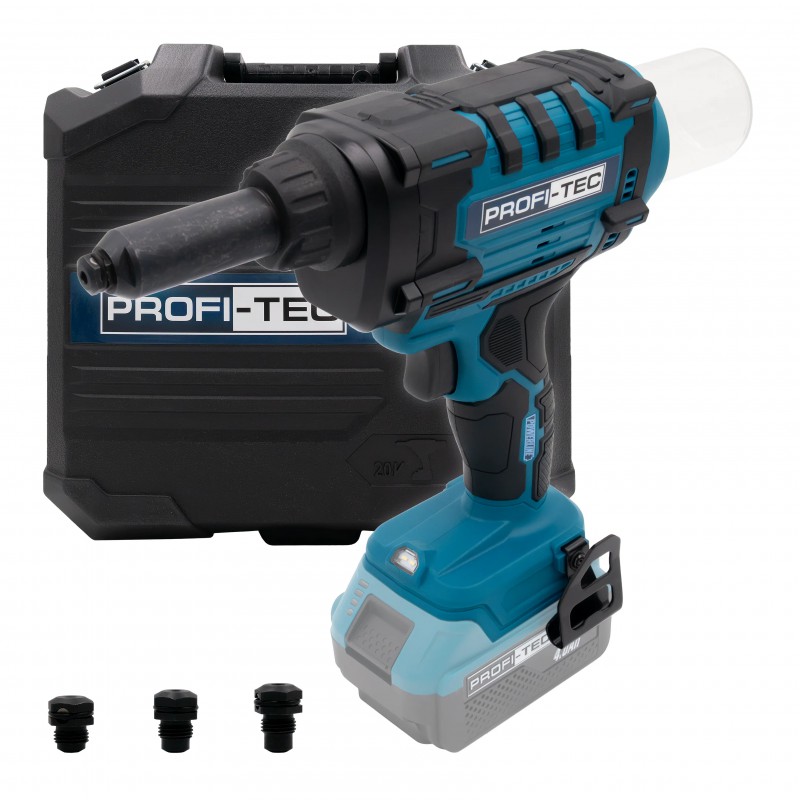 Акумуляторний заклепувальний пістолет PROFI- TEC PRG1020 (каркас, без акумуляторів та зарядного пристрою, кейс)