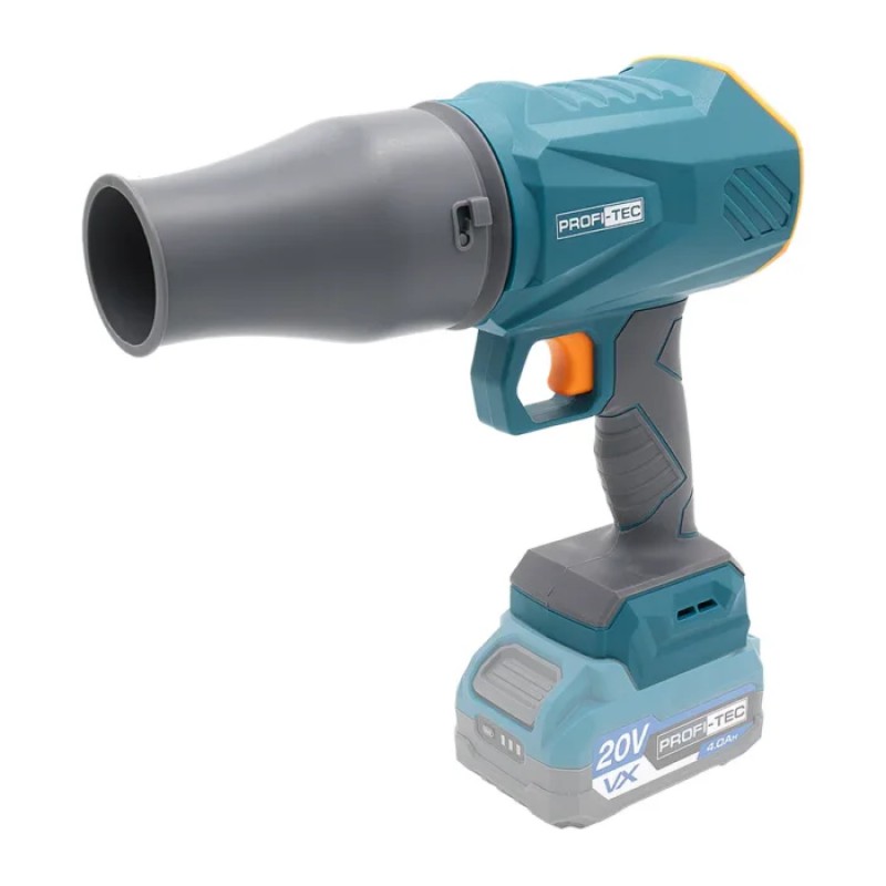 Аккумуляторный турбовентилятор PROFI-TEC PTF680BL (20 В, бесщеточный двигатель, 60 м/с) без АКБ и ЗУ, коробка, 2 насадки