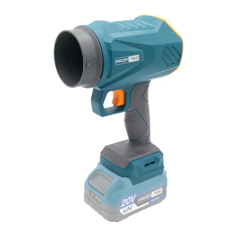 Аккумуляторный турбовентилятор PROFI-TEC PTF680BL (20 В, бесщеточный двигатель, 60 м/с) без АКБ и ЗУ, коробка, 2 насадки