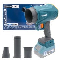 Акумуляторний турбовентилятор PROFI-TEC PTF680BL (20 В, безщітковий двигун, 60 м/с) без АКБ та ЗП, коробка, 2 насадки