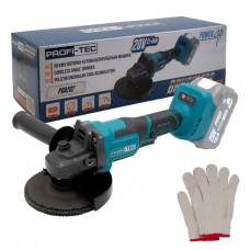 Акумуляторна кутошліфувальна машина (болгарка) PROFI-TEC 20V PGA202, 125мм, з високоякісним підшибником NSK (без акумуляторів та зарядного пристрою, коробка + захисні рукавиці)