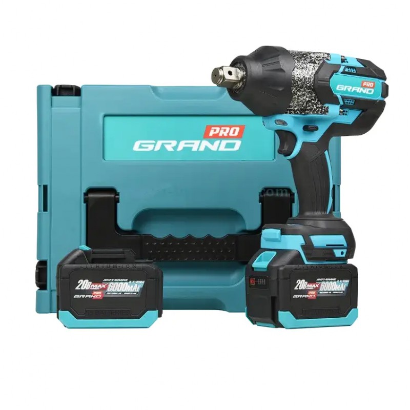 Гайковерт аккумуляторный Grand АГ-1500UBL (20В, с набором, 2 аккум 6 А/ч. КЕЙС, ЧЕХИЯ, 1500 Нм)