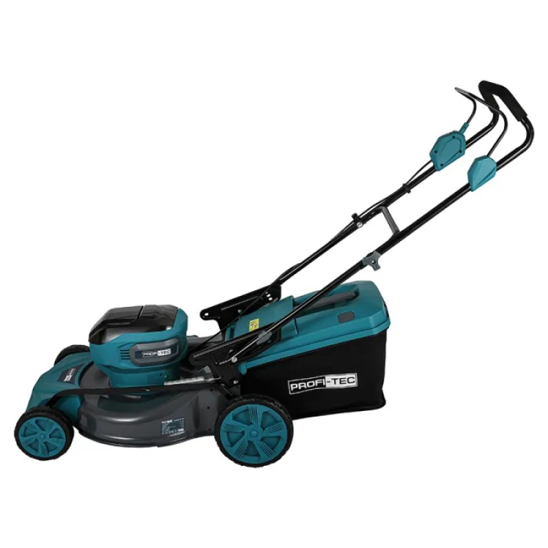 Аккумуляторная газонокосилка PROFI-TEC EcoCut 51 Pro (40 В (2×20 В), бесщеточный двигатель, мульчирование, ширина 510 мм, высота 30 - 80 мм, травосборник 50 л) без АКБ и ЗУ, коробка, заглушка для мульчирования