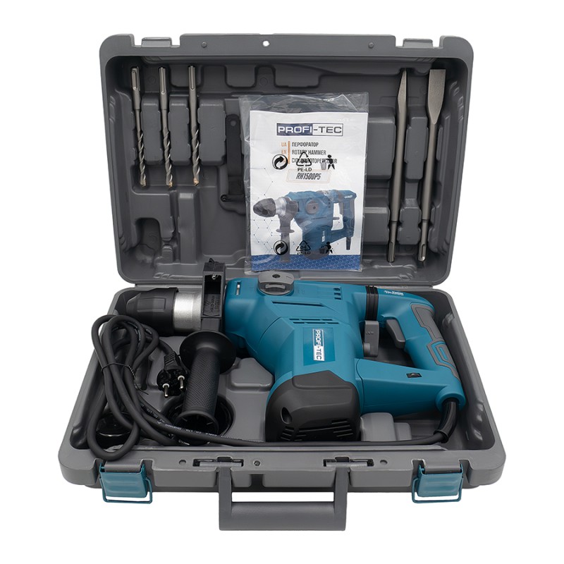 Перфоратор PROFI-TEC RH1500P5 (1500 Вт, патрон SDS-Plus, сила удара 5.0 Дж, кабель 2 м)