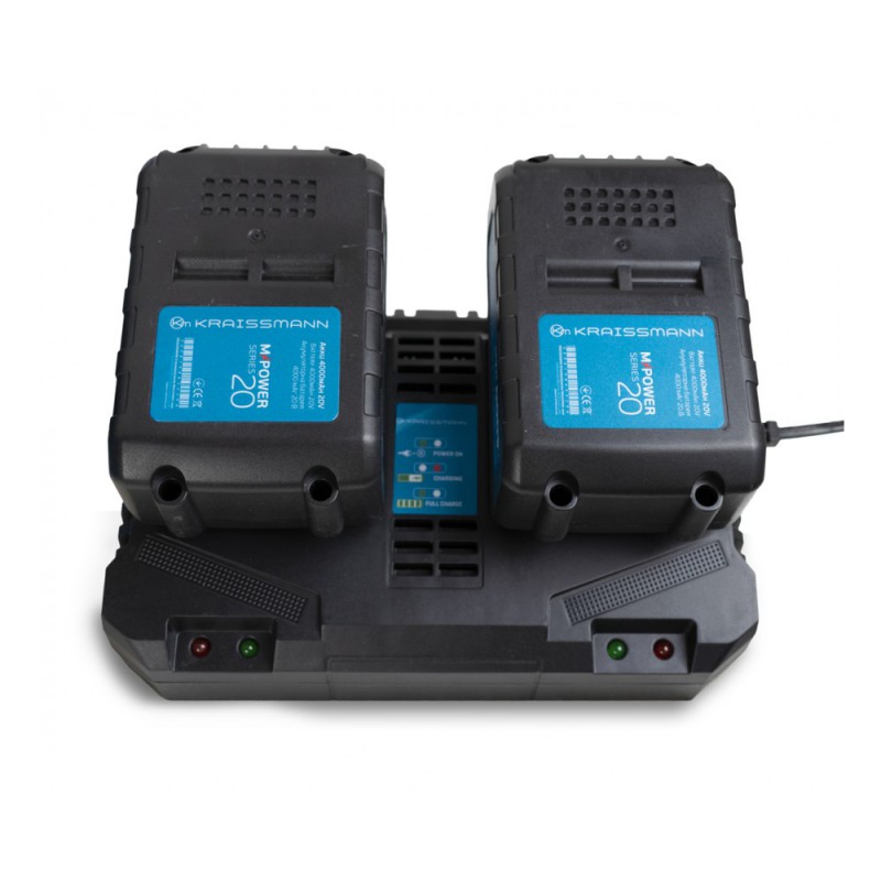Аккумуляторная пила цепная Kraissmann 4051 AKS-BL 20/2 MP (бесщеточный мотор, маслобак, две АКБ по 4000 мАч, двойное зарядное устройство, масло для смазки цепей и шин)
