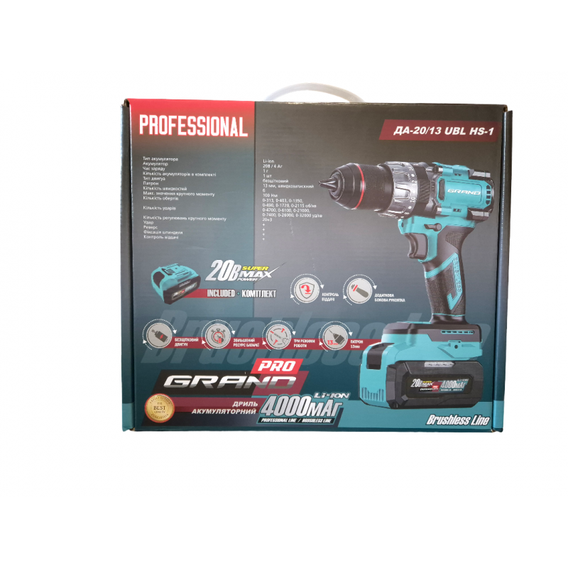 Дрель аккумуляторная ДА-20/13 UBL HS-1 (BRUSHLESS)