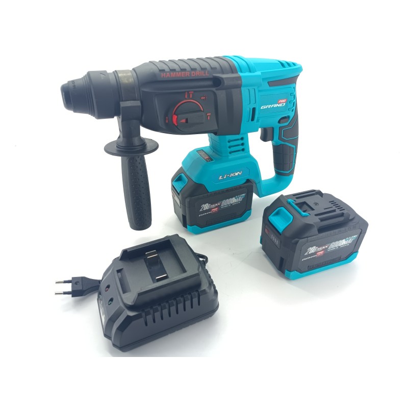 Перфоратор акумуляторний Grand ПА-20/26 BL, безщітковий двигун, 1 АКБ + ЗУ, 20В, 0-1500 об/хв, 0-6000уд/хв, 6Ач, коробка