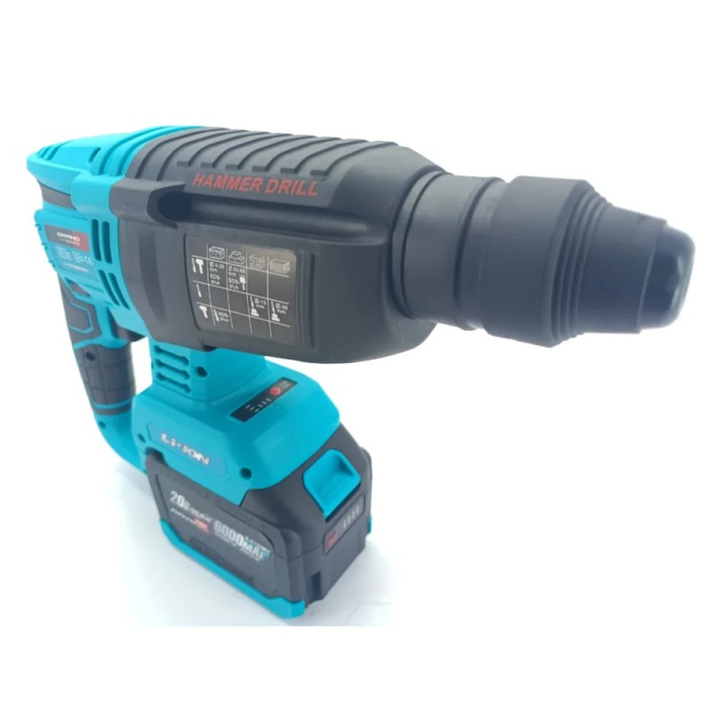 Перфоратор аккумуляторный Grand ПА-20/26 BL, Бесщеточный двигатель, 20В, 0-1500 об/мин, 26мм./SDS+, 0-6000уд/мин, 6Ач, Кол-во батарей: 2шт, кейс