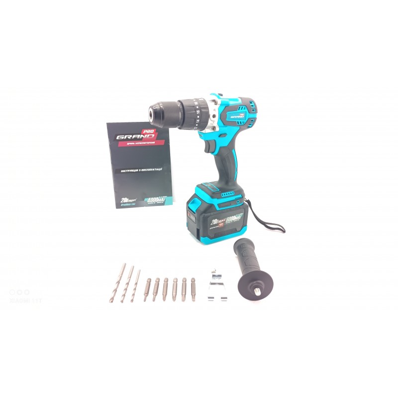 Набір акумуляторних інструментів Grand № 4 (МШУ-20BL/PRO+ДА-20/13UBL+АГ-800UBL+ПА-20/26BL)