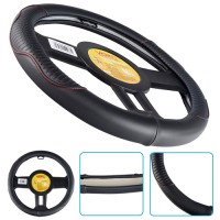 Чехол на руль VLOD-24LC8 BK/RD L черный/БУ/кожа один шов