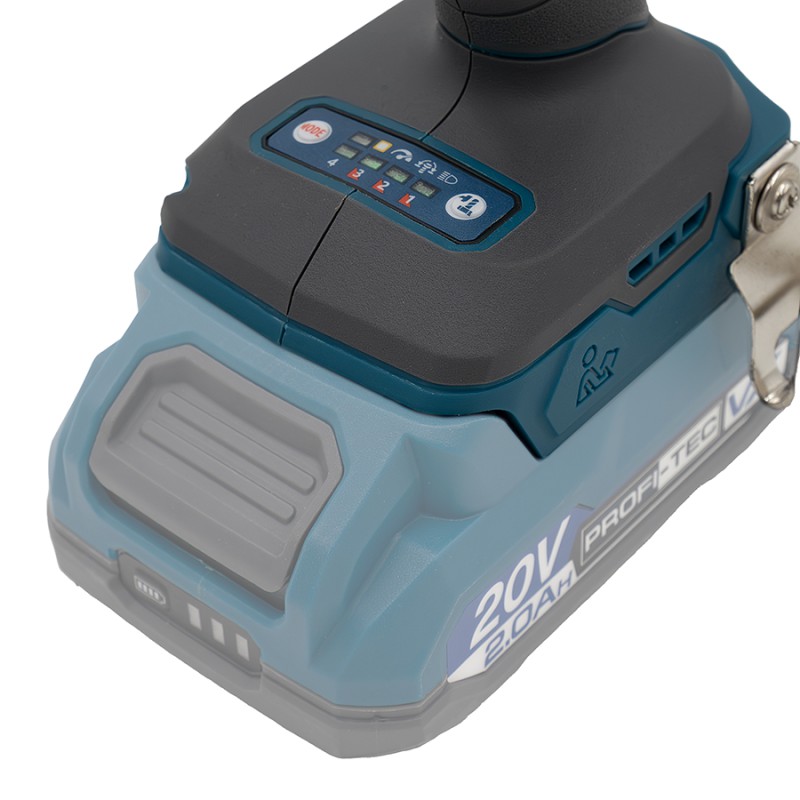 Акумуляторний імпульсний гвинтовер PROFI-TEC PPID2620 (20 В, безщітковий двигун, 260 Нм, хвостовик 1/4″) 2×PT2020VX (2.0 Аг), ЗП BC20V, кейс
