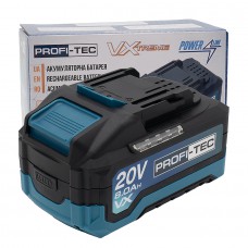 Акумуляторна батарея PROFI-TEC PT2080EP  20 В / 8.0 Aг / 21700  (високострумова, з індикатором)  посилені плата, каркас та контактна группа