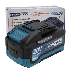 Аккумуляторная батарея PROFI-TEC PT2080EP  20 В / 8,0 Ач / 21700  (высокоточная, с индикатором)  усиленные плата, каркас и контактная группа