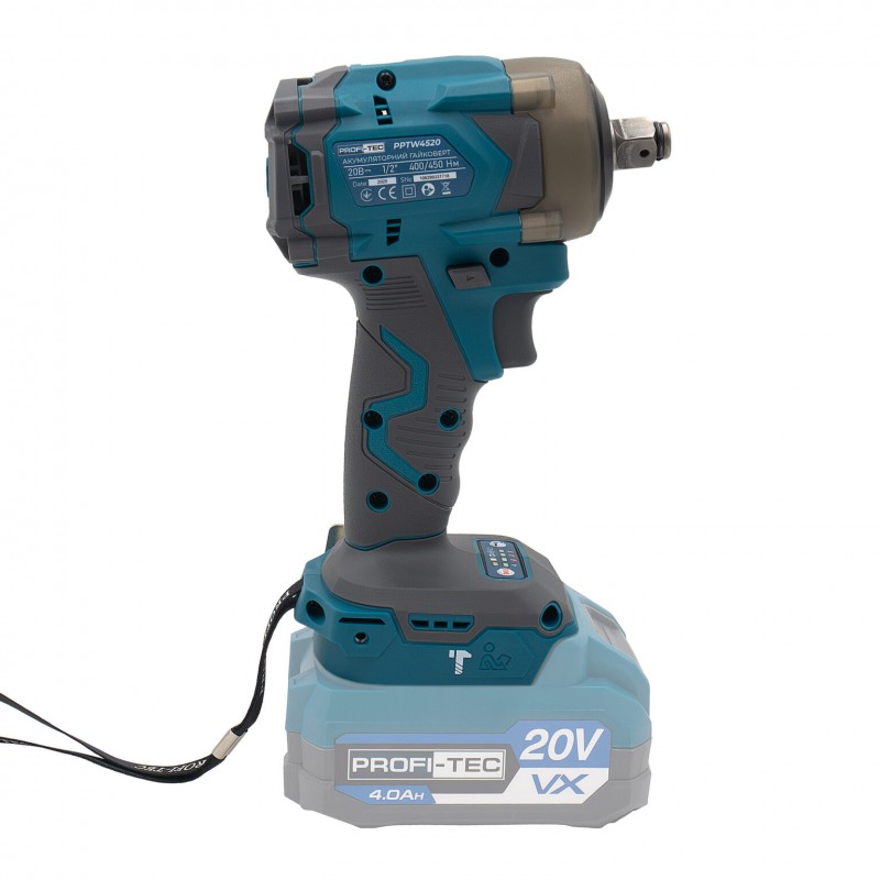 Акумуляторний гайковерт PROFI-TEC PPTW4520 POWERLine (20 В, безщітковий двигун, 400 Нм, хвостовик 1/2″) без АКБ та ЗП, кейс
