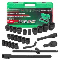 Набор инструментов ударных 26 предметов, 3/4" 1" (6гр.)(17,19,22,24,27,30,32,33,34,35,36,36-12гр,38,41,46,50мм;1":55,60,65мм) ROCKFORCE RF-68262-5MPB