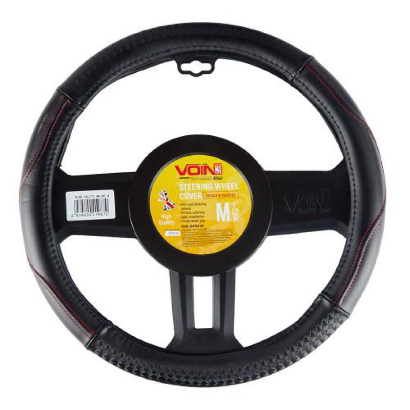 Чехол на руль VLOD-24LC10 BK/RD M черный/БУ/кожа