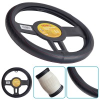 Чохол на кермо VLOD-24LC7 BK L чорний/БО/шкіра один шов