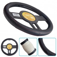 Чехол руля VLOD-24LC7 BK M черн/БО/один шов/кожа