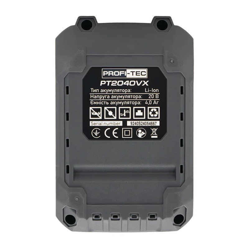 PROFI-TEC PT2040VX 20 В/4.0 Aг NEW (высокоточная, с элементами 10C и индикатором) прорезиненный корпус, усиленная плата, элементы и контактная группа