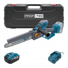 Аккумуляторная цепная пила PROFI-TEC PCS0920 UltraCore (20 В, бесщеточный двигатель, шина 25 см, 9.6 м/с) 1×PT2040EP (4.0 Ач), ЗУ BC20V, кейс