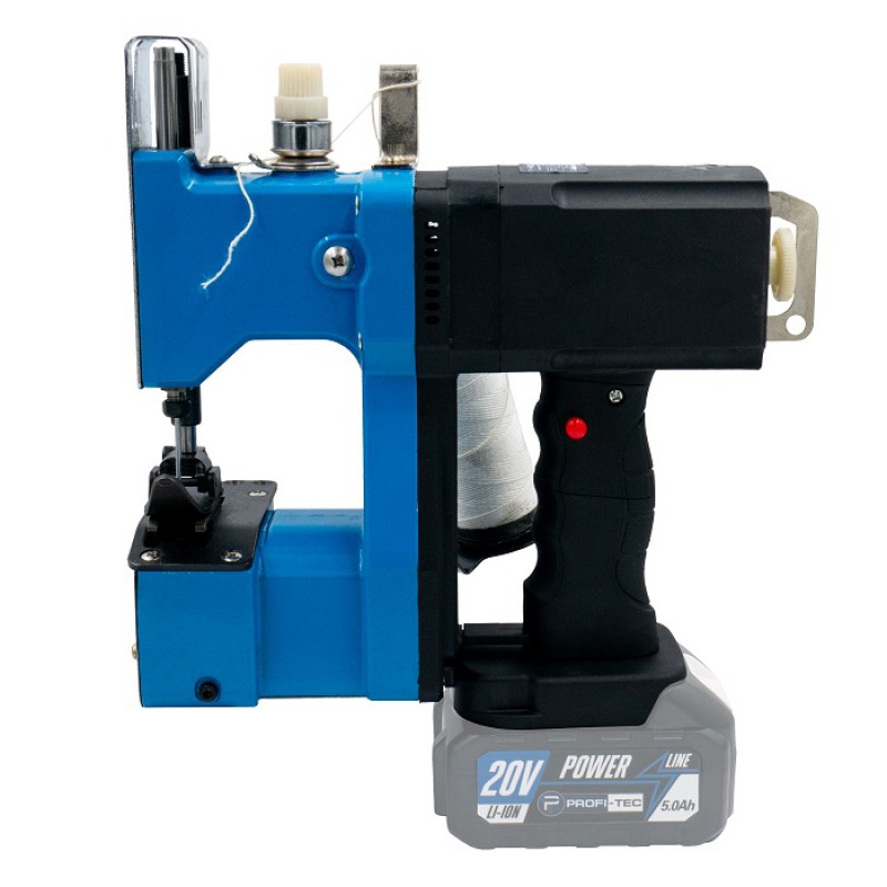 Акумуляторна машина для зшивання мішків PROFI-TEC BSM1720V POWERLine (20 В, 1700 стіб/хв, макс. товщина / довжина: 8.5 мм / 5.0 мм) 2×PT2040MP (4.0 Аг), ЗП BC20V, коробка, 5 голок, ремінь приводу
