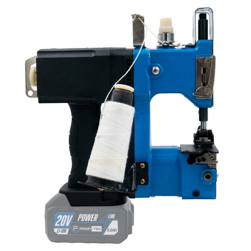 Акумуляторна машина для зшивання мішків PROFI-TEC BSM1720V POWERLine (20 В, 1700 стіб/хв, макс. товщина / довжина: 8.5 мм / 5.0 мм) 2×PT2040MP (4.0 Аг), ЗП BC20V, коробка, 5 голок, ремінь приводу