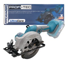 Акумуляторна універсальна дискова пила PROFI-TEC PPCA14020 UltraCore (20 В, безщітковий двигун, диск 140 мм, пропил 52 мм, 6600 об/хв)  без АКБ та ЗП, коробка