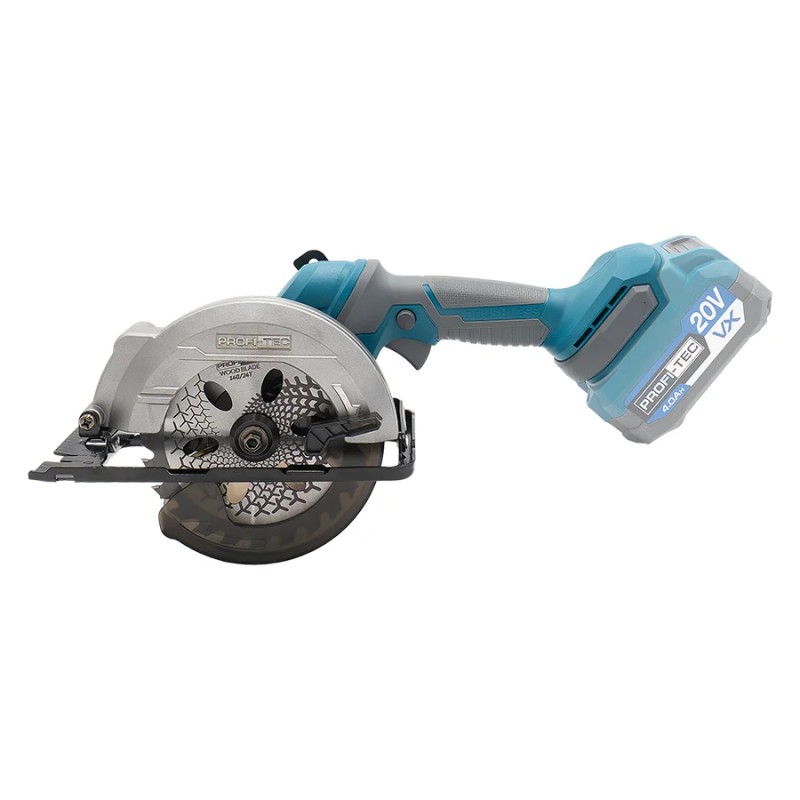 Акумуляторна універсальна дискова пила PROFI-TEC PPCA14020 UltraCore (20 В, безщітковий двигун, диск 140 мм, пропил 52 мм, 6600 об/хв) без АКБ та ЗП, коробка