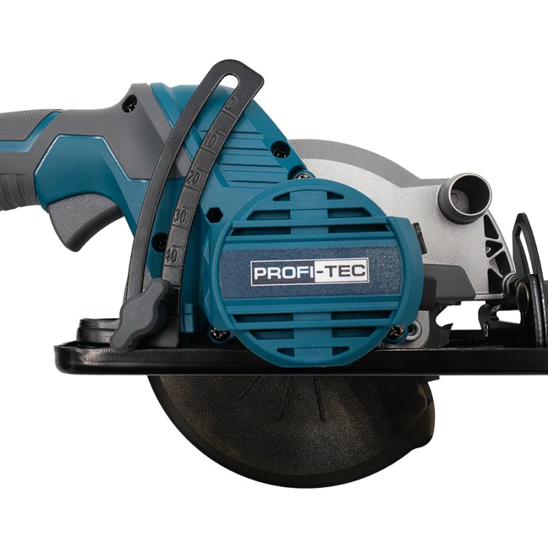 Акумуляторна універсальна дискова пила PROFI-TEC PPCA14020 UltraCore (20 В, безщітковий двигун, диск 140 мм, пропил 52 мм, 6600 об/хв) 1×PT2040VX (4.0 Аг), зарядний пристрій