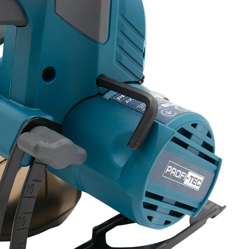 Акумуляторна універсальна дискова пила PROFI-TEC PPCA14020 UltraCore (20 В, безщітковий двигун, диск 140 мм, пропил 52 мм, 6600 об/хв) 1×PT2040VX (4.0 Аг), зарядний пристрій