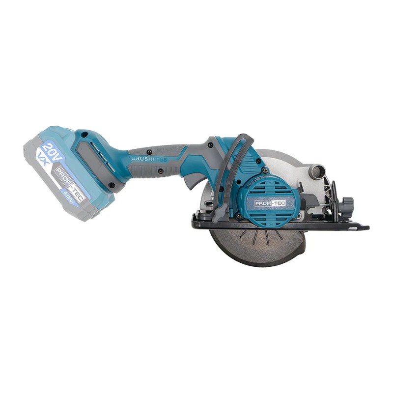 Акумуляторна універсальна дискова пила PROFI-TEC PPCA14020 UltraCore (20 В, безщітковий двигун, диск 140 мм, пропил 52 мм, 6600 об/хв) 1×PT2040VX (4.0 Аг), зарядний пристрій