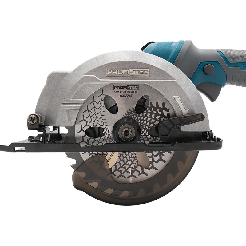 Акумуляторна універсальна дискова пила PROFI-TEC PPCA14020 UltraCore (20 В, безщітковий двигун, диск 140 мм, пропил 52 мм, 6600 об/хв) 1×PT2040VX (4.0 Аг), зарядний пристрій