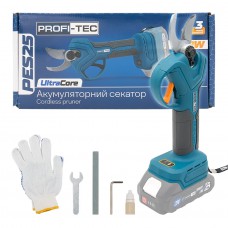 Аккумуляторный секатор PROFI-TEC PES25 UltraCore (20 В, бесщеточный двигатель, рез 15/25 мм, 152 рез/мин) каркас, коробка, без акк и ЗП