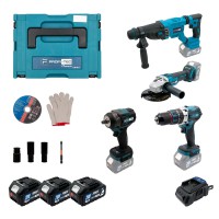 Аккумуляторный набор инструментов PROFI-TEC Combo Set 4/5 POWERLine (DHP485BL, PBH201, DGA20BL, PTW502) (3×PT2040MP (4.0 Ач), зарядное устройство)