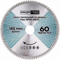 Пиляльний диск по дереву PROFI-TEC 185*20*60Т