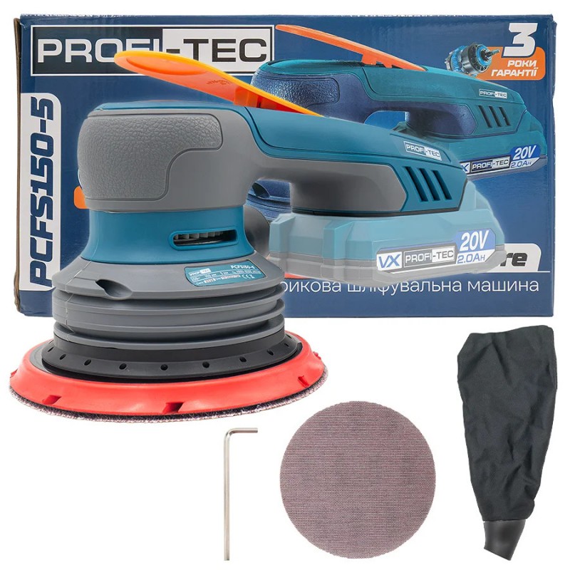 Аккумуляторная эксцентриковая шлифмашина PROFI-TEC PCFS150-5 (без аккумулятора и зарядного устройства)