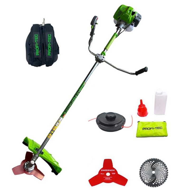 Бензокоса (триммер) PROFI-TEC PT-5200 Professional (2 диска SWISSNOX + катушка + ранец)