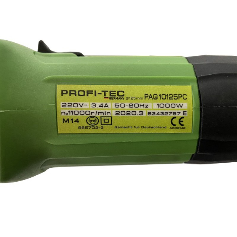 Кутошліфувальна машина (болгарка) PROFI-TEC PAG10125PC (пластиковий кейс)