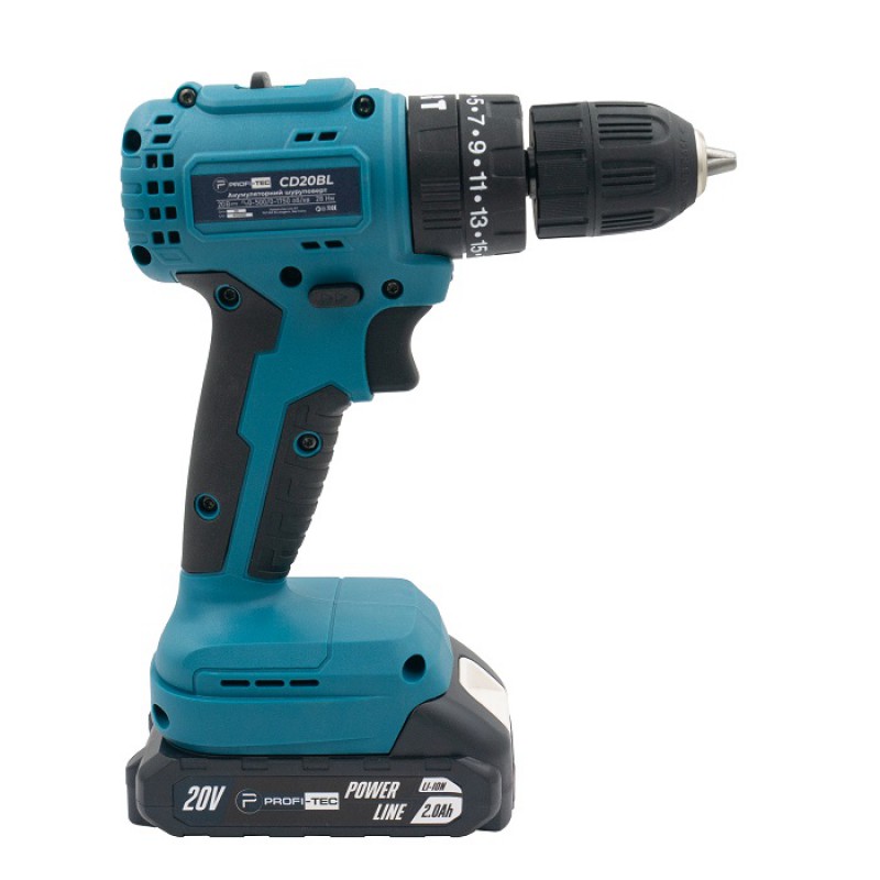 Акумуляторний шуруповерт PROFI-TEC PCD3520BL POWERLine (2×PT2020MP (2.0 Аг), зарядний пристрій)