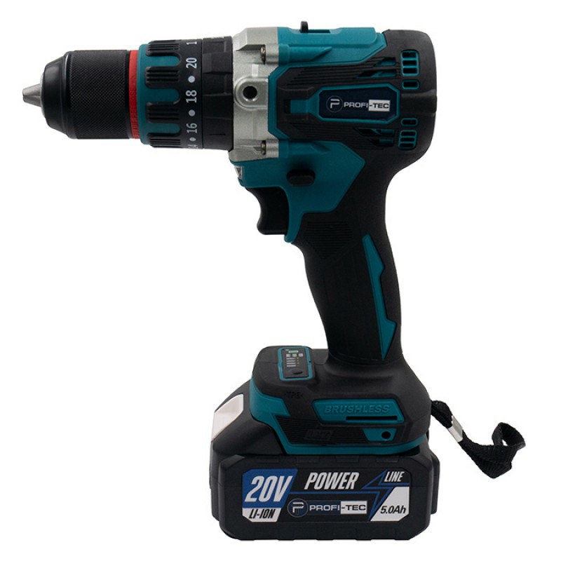 Акумуляторний шуруповерт PROFI-TEC DHP485BL POWERLine (2×PT2040MP (4.0 Аг), зарядний пристрій)