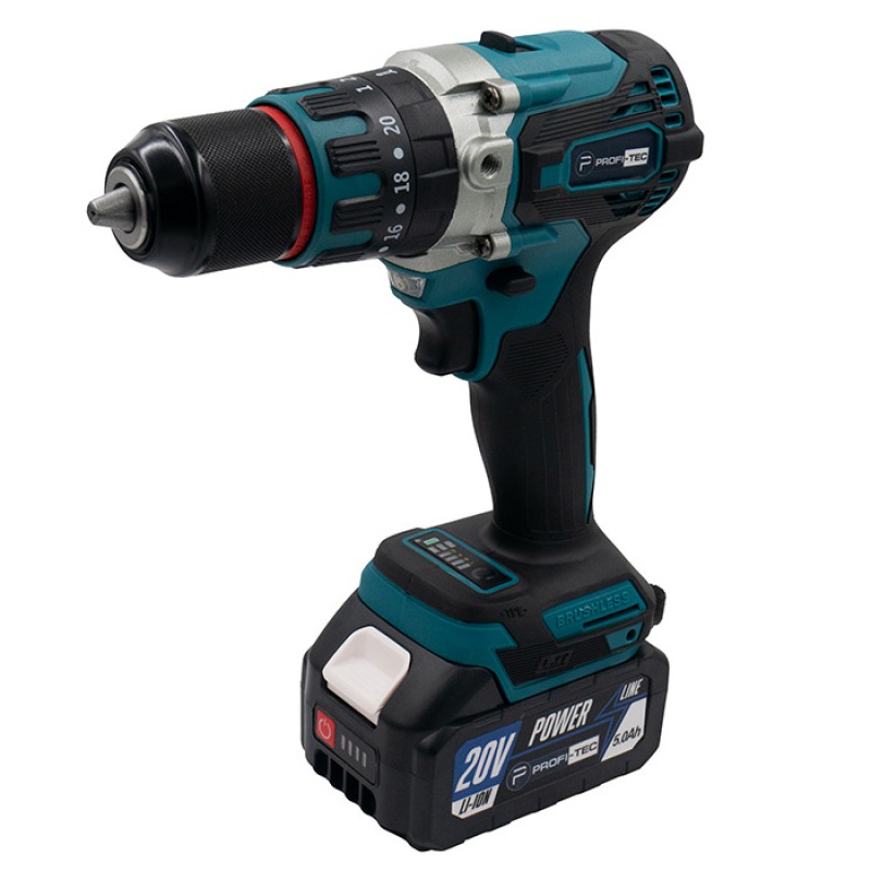 Акумуляторний шуруповерт PROFI-TEC DHP485BL POWERLine (2×PT2040MP (4.0 Аг), зарядний пристрій)