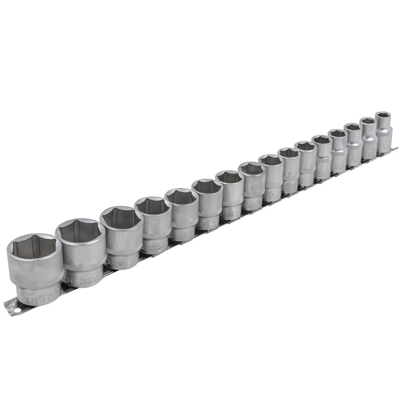 Набор головок 16 предметов 1/2" 6гр.(10-19,21,22,24,27,30,32мм), на планке ROCKFORCE RF-4161-5