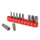 Набор бит TORX с отверстием 10 предметов 1/4" (TН 7,8,9,10,15,20,25,27,30,40-25мм),в блистере ROCKFORCE RF-21022T