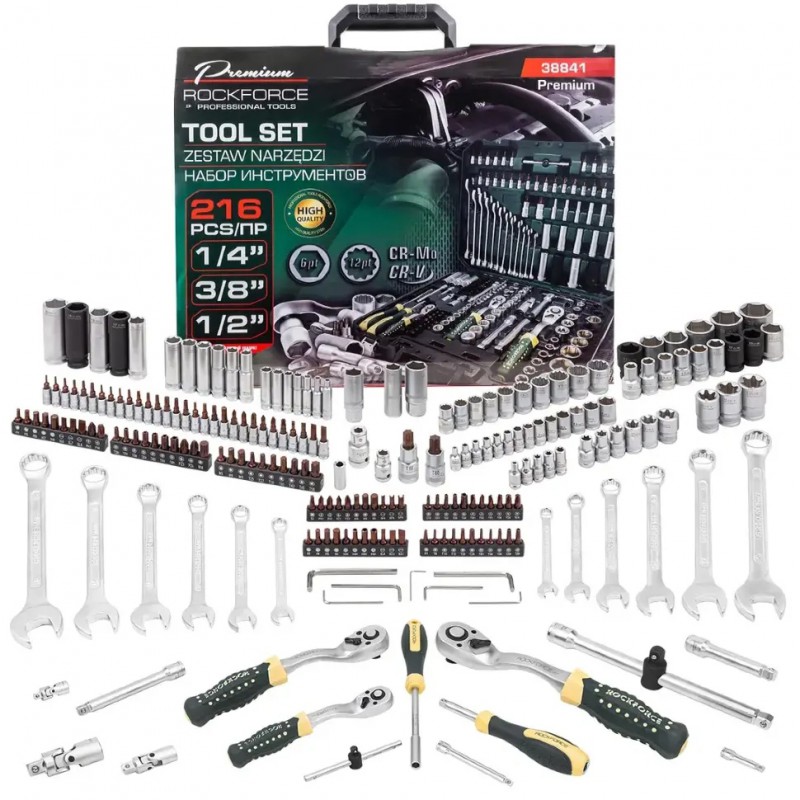 Набор инструментов 216пр. 1/4" 3/8" 1/2" (6гр,12гр) Rockforce RF-38841 Premium